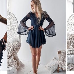 Navy Lace Boho Dress